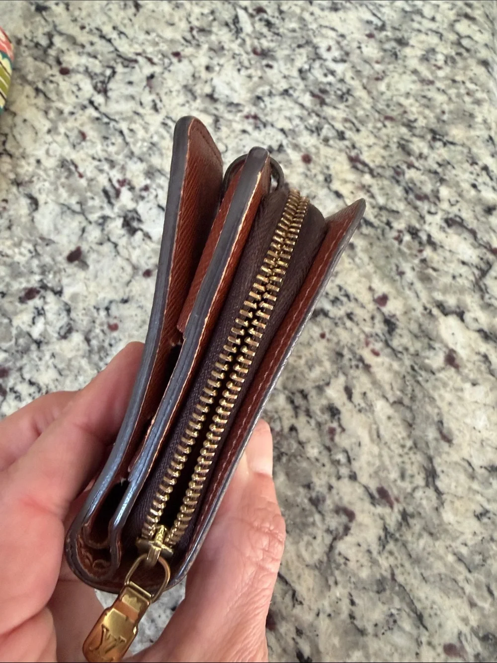 Louis Vuitton Brown Monogram Canvas Card Holder with Gold Snap